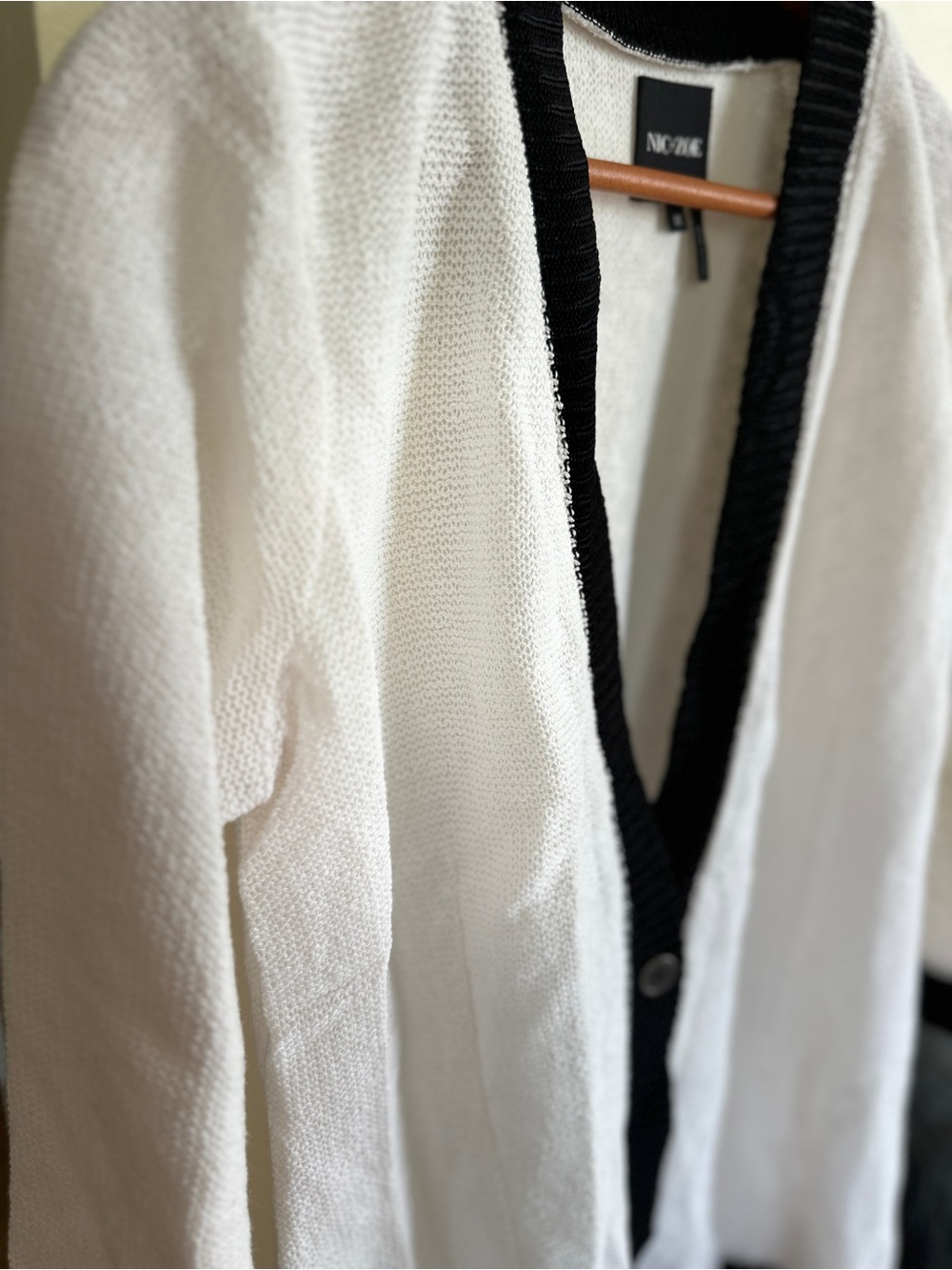 NIC+ZOE White Cardigan with Black Trim - Picture 2 of 8